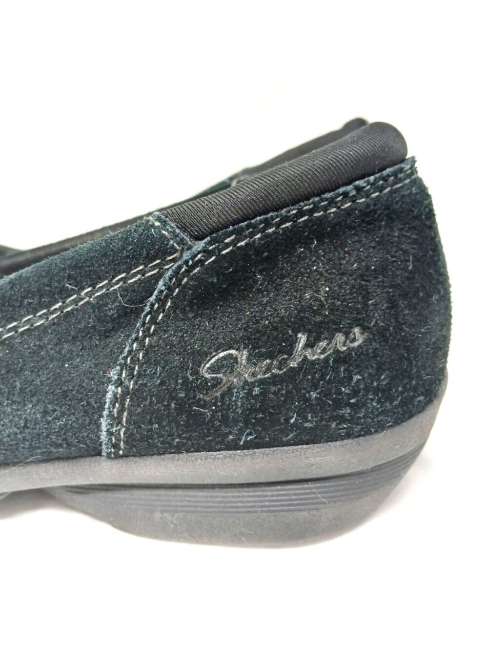 Skechers Relaxed Fit Black Suede Slip-On Womens Flats Size 9 Comfort Shoes #7-9 - Picture 4 of 13